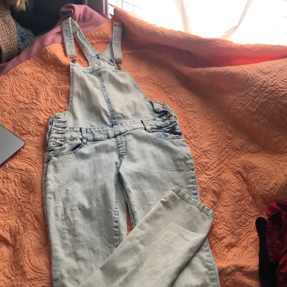 Acid wash overall jeans